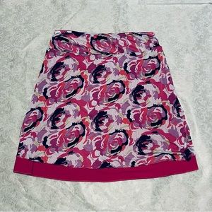 Reversible Skirt Womens Size Large Floral Pink Black Purple Stretch Slimming